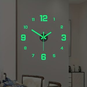 NONZHU Modern 3D Digital Wall Clock-Large Luminous Display-Silent Operation-Perfect for Living Room & Bedroom (The Luminous Style Only Emits Light In Dark Environments)