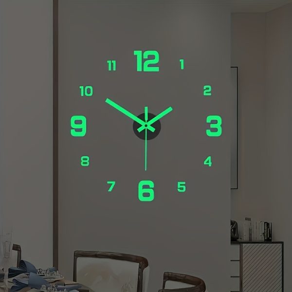 NONZHU Modern 3D Digital Wall Clock-Large Luminous Display-Silent Operation-Perfect for Living Room & Bedroom (The Luminous Style Only Emits Light In Dark Environments)