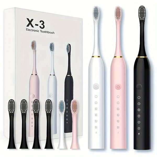 Super Whitening Series Sonic Electric Toothbrush Adult Electric Toothbrush Set - 4 Brush Heads and USB Rechargeable Sonic Toothbrush, Soft Toothbrush for Sensitive Gums and Teeth - 6 Smart Modes
