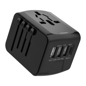Universal Travel Adapter, Power Conversion Plug, Share 5 Devices at Once, 10A Ceramic Fuse, Eight Layers of Safety Protection, 2500W High Power, Voltage Stabilization, Anti-Electric Shock Socket, Global Compatibility, Compatible with the United States, EU and More than 150 Countries, Small and Portable, Suitable for Home Travel, Office, Business Trip, etc