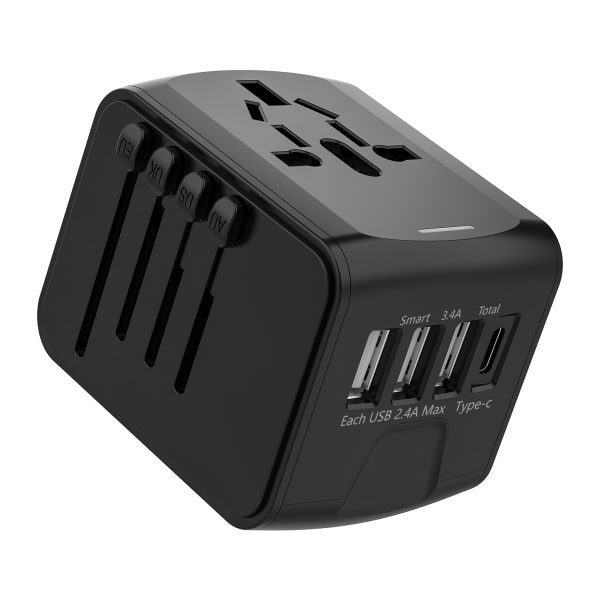Universal Travel Adapter, Power Conversion Plug, Share 5 Devices at Once, 10A Ceramic Fuse, Eight Layers of Safety Protection, 2500W High Power, Voltage Stabilization, Anti-Electric Shock Socket, Global Compatibility, Compatible with the United States, EU and More than 150 Countries, Small and Portable, Suitable for Home Travel, Office, Business Trip, etc