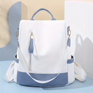Stylish Lightweight Anti-Theft Travel Backpack for Women - Durable Nylon with Zipper Closure, Convertible Shoulder Bag Design, White & Blue Options, Perfect for School, Work, or Travel, Work Bag | Minimalist Design | Adjustable Straps, Backpack for Travel