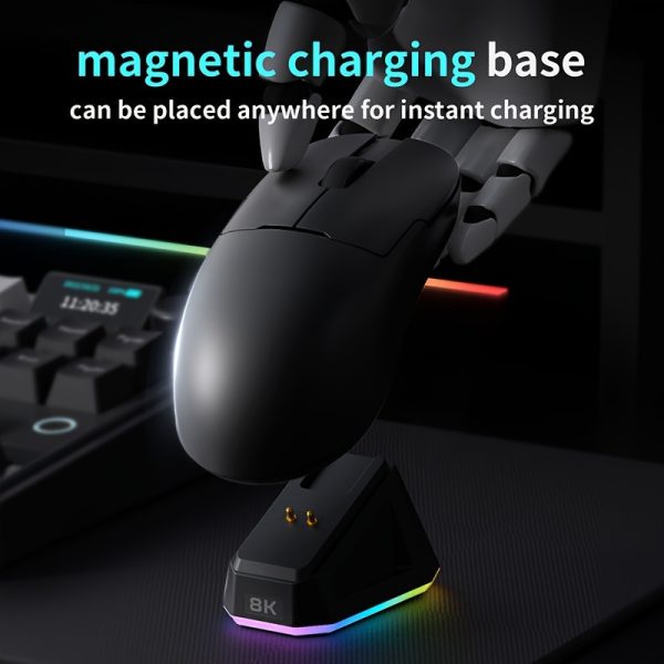AJAZZ AJ159PRO Supports 8K Polling Rate, a Wireless Three-Mode Gaming Mouse with The Original PAW3395 Sensor, Approximately 56G Lightweight Design Without Holes, Comes with a Magnetic Charging Dock, Official Standard Configuration.