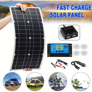 Sunant 60W Portable Solar Panel - High-Efficiency Monocrystalline Silicone, USB & DC Charging Compatible with 60A Controller for Home, Outdoor Use & Car Power