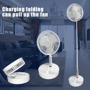 Adjustable Height Portable Rechargeable Plastic Fan with 4 Speed Settings, Oscillating Table Fan with Cord, Button Control, USB Charged Built-in Lithium Battery for Home or Office Use