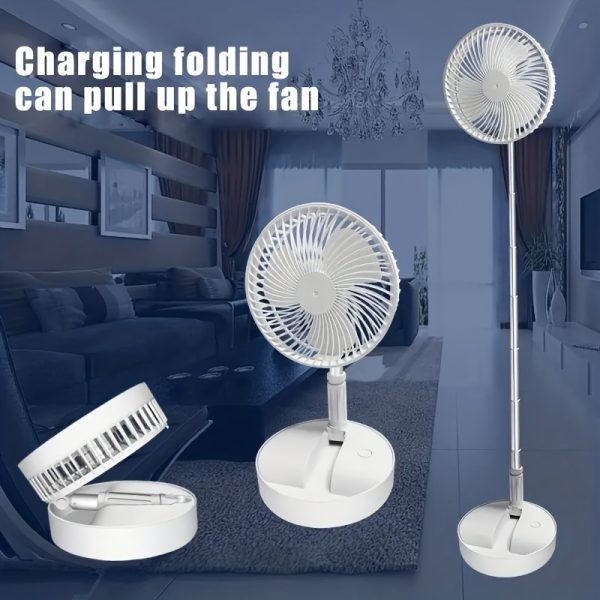 Adjustable Height Portable Rechargeable Plastic Fan with 4 Speed Settings, Oscillating Table Fan with Cord, Button Control, USB Charged Built-in Lithium Battery for Home or Office Use