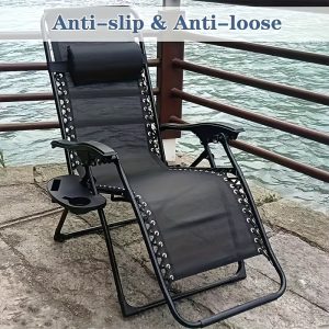 Versatile Black Plastic Side Table for Camping Chairs with Drink & Snack Holder – Portable, No Power Needed, Ideal for Outdoor Use, Camping Table