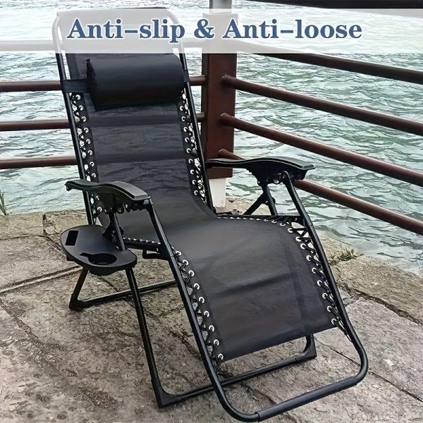 Versatile Black Plastic Side Table for Camping Chairs with Drink & Snack Holder – Portable, No Power Needed, Ideal for Outdoor Use, Camping Table