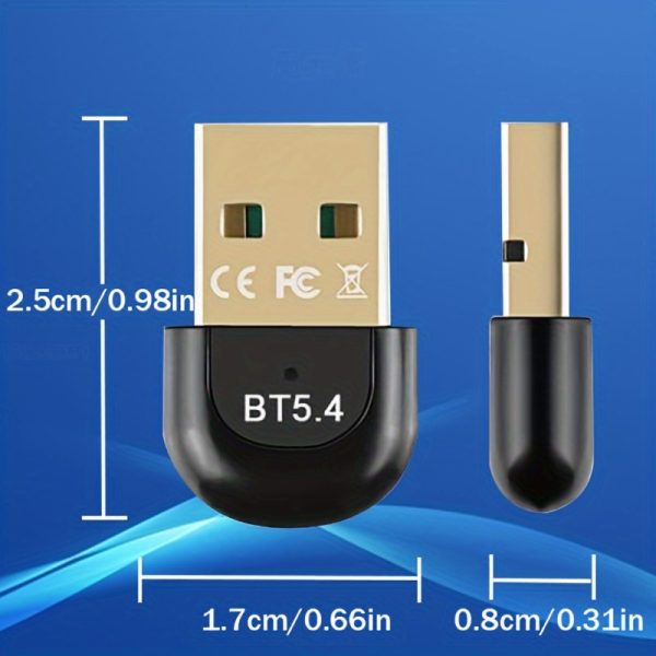USB Wireless 5.4 Adapter For Desktop PC, Ssupporta Windows 11/10/8.1 Plug & Play Mini Wireless 5.4+EDR Dongle Receiver & Transmitter, Automatically Backward Compatible With 5.3/5.1/5.0/4.2/4.1/4.0 And Other Versions Of The Device, For Laptop Computer Headphones Keyboard Mouse Speakers Printer