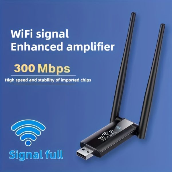 1pc 2.4G 300Mbps USB Powered WiFi Repeater Expander Router, Signal Amplifier Remote Network Card Adapter, Plug and Play Easy Setup for Boosting Wi-Fi, Wifi Extender