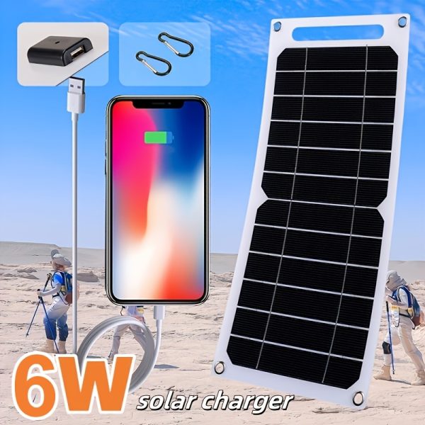 1pc Durable 6W Portable Folding Solar Charger, Efficient Power Generation for Outdoor Hiking, Camping, USB Solar Panel with Non-Removable Photovoltaic, No Battery Included