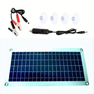 20W Solar Panel Charger Kit with 12V Trickle Charger - Durable Insulated Material, Solar-Powered for RV & Boat Battery Maintenance, Includes Alligator Clips & Eyelets