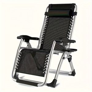 1pc Durable Plastic Lounge Chair Cup Holder Tray - Foldable Side Table Accessory for Beverages and Snacks, No Wood or Power Required, Black, Furniture Replacement Part for Home & Kitchen Use