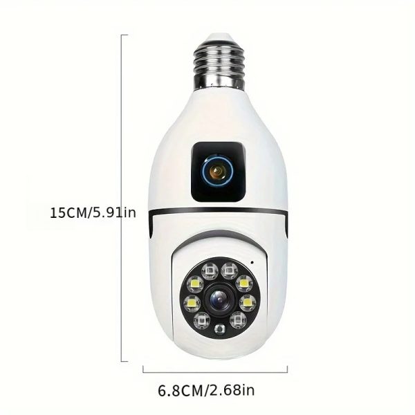 Dual lens 6MP full HD security camera, home WiFi security camera, 360 degree panoramic monitoring camera, intelligent motion detection, two-way audio, indoor/outdoor security camera, with E27 base for easy installation, mobile APP controls lens 360 d
