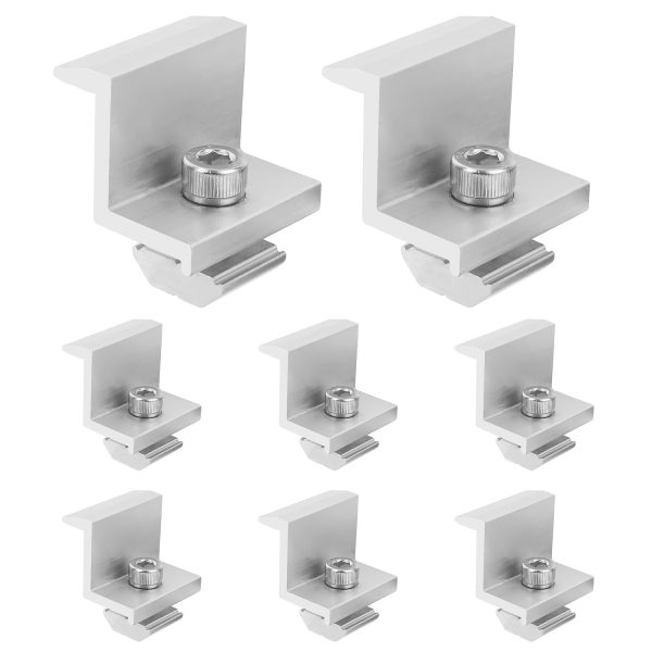 8pcs Kensbro Solar Panel Mounting Clips, 30mm Aluminum Z-Clamps for Roof, Wall, Boat & Car, 20x20mm Slot Size, Durable & Weatherproof Solar Module Holders, Boat Solar Accessories | Sleek Metallic Finish | Corrosionresistant Material