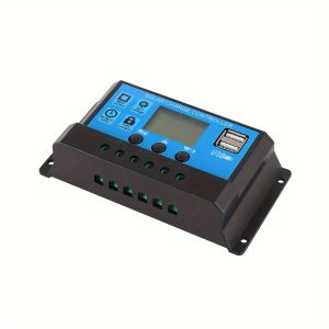 EOEXBY Solar Charge Controller with LCD Display - 12V/24V Auto PWM Regulator, Dual USB Ports, Supports All Battery Types