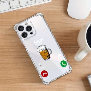 Beer Holiday Gift for Iphone 16 Pro Max/16Plus/15Promax/15 Plus/14Plus/13Promax/13Mini/12 Mini/11Promax/Xsmax/Xr/7Plus/8Plus/6Splus Soft Protective Case All-Inclusive TPU Material Simple High-End Personality Art Popular Unisex Four-Corner Anti-Collision Protection Function