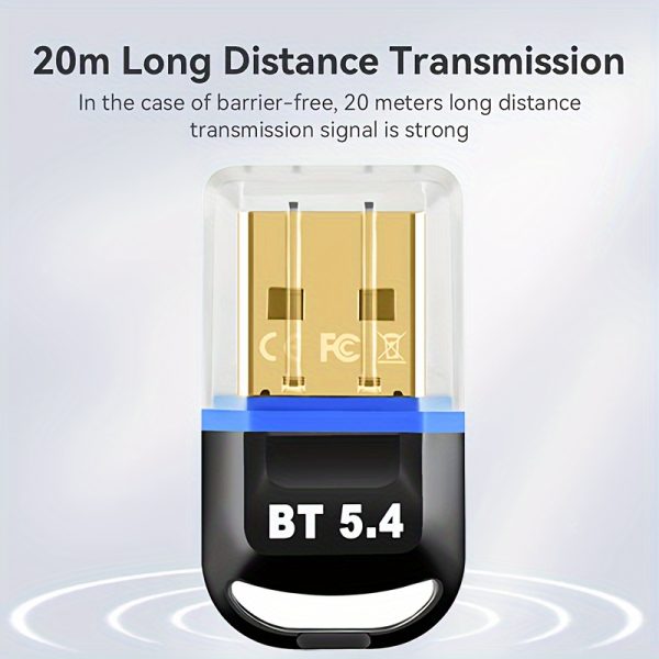 USB BT 5.4 wireless adapter, USB wireless dongle receiver, suitable for computer/headset/keyboard/mouse speakers and other devices, Windows11/10/8.1 Plug and Play, automatically backward compatible with 5.3/5.1/5.0/4.2/4.1/4.0 and other versions of the device, instantly let your computer have BT function!