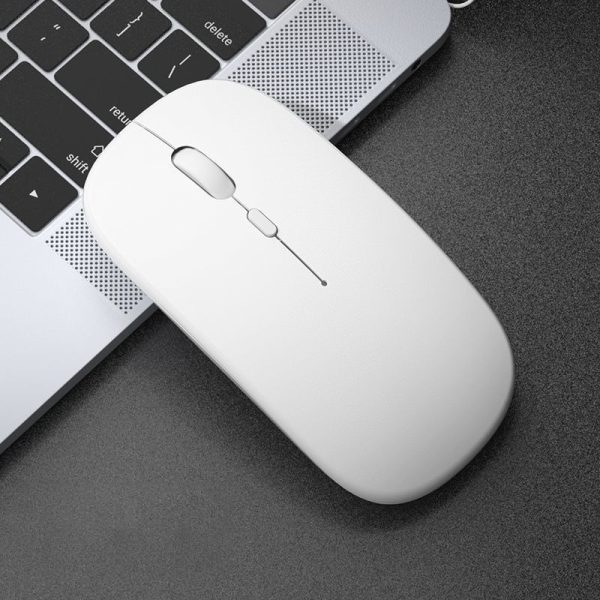 Portable Wireless Charging Mouse - Ultra-Thin, Dual Mode USB & Wireless 5.2, Silent Operation with LED Lights for Mac/Laptop, Windows Computers, Business Travel Compatible