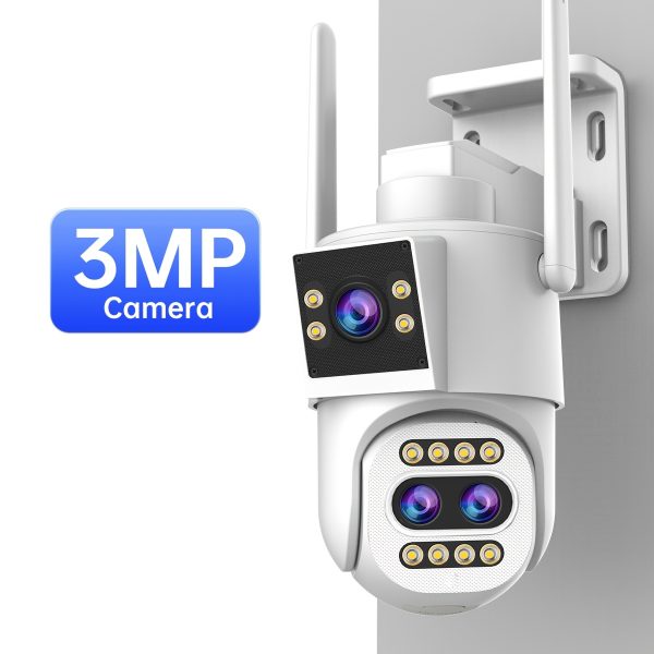 JOOAN 3MP 1296P PTZ Wireless WiFi Security Camera, Dual Screen, 10X Optical Zoom, Color Night Vision, Two-Way Audio, Motion Detection, Auto Tracking, Wall Hanging, USB Powered, HD Resolution, Application Control, Audio & Motion Alerts, Home Surveillance without Battery