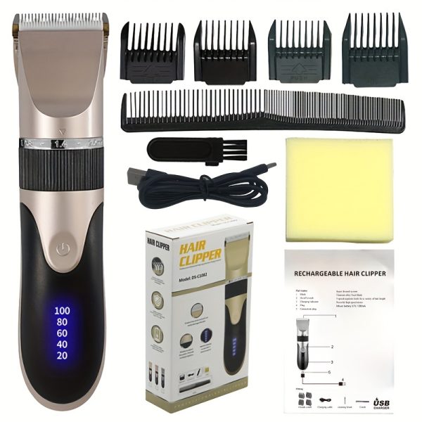 5-Speed Professional Hair Clipper With Strong Power, Long Battery Life & LED Light - Perfect For Hair Cutting!
