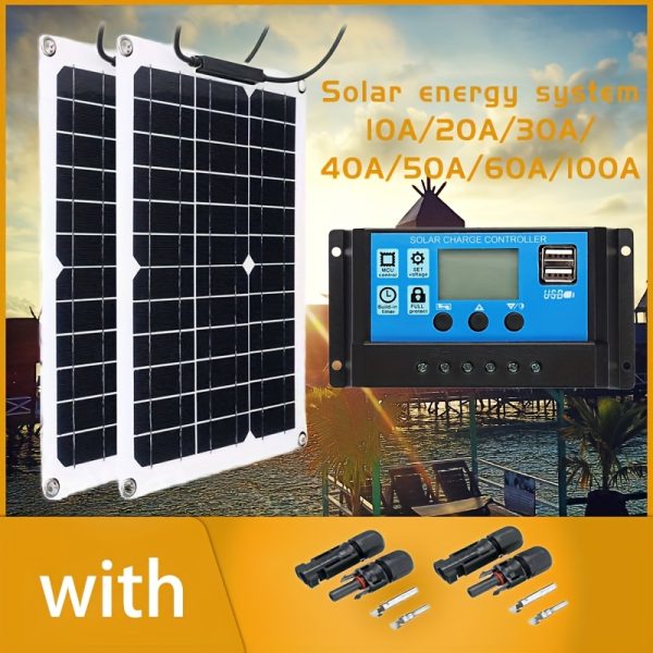 1pc 50W Magnetic Solar Panel Kit with Controller, 10A-100A Adjustable, Removable Photovoltaic for Car, RV, Boat, 12V Battery Charging, Home/Outdoor Solar Charger without Battery
