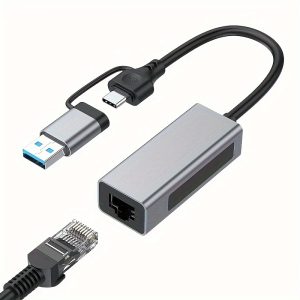 High-Speed 2.5G USB 3.1 Ethernet Adapter - Dual Interface (USB-A/USB-C) to RJ45 Network Converter for PC, Laptop, Windows, Mac OS, Linux