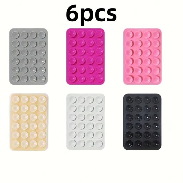 6pcs/12pcs Silicone Suction Cup Holder - Multifunctional Anti-slip Adhesive Mobile Phone Holder Pad, Portable Detachable Square Holder, Suitable for Hands-free Selfie and Video Recording