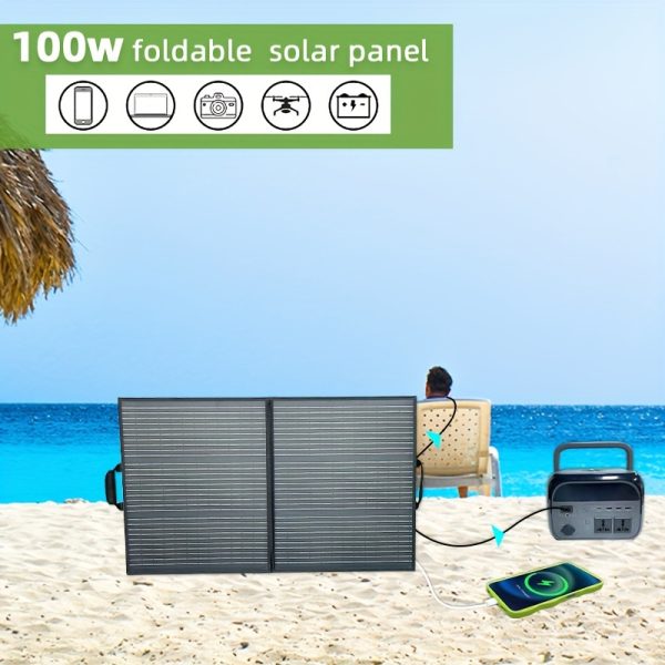 100W2Fold 18V5.6A Monocrystalline Silicon with Bracket Outdoor Portable Solar Folding Bag DC/Type-c/MC4 Dual USB Fast Charging Mobile Phone Tablet Foldable Solar Charger