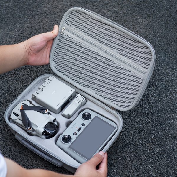 XFJI DJI Mini 3/Mini 3 Pro Drone Accessory Case - Durable Travel Bag with Shoulder Strap, Splash-Proof & Lightweight, Compact Gray Storage for Remote Controllers & Accessories