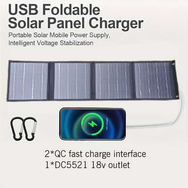 1set 40W Portable Solar Charger - Foldable Solar Panel with 2*USB-A Port and 1*DC 18V Port, Lightweight Solar Charging Panel Kit for Outdoor Camping, Hiking, Emergency