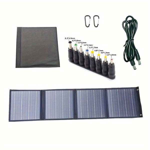 A Set of 40W Foldable Solar Panels Charger: Portable Monocrystalline Solar Power Bank with 2 USB-A And 1 DC 18V Port - Perfect for Outdoor Camping, Hiking, Emergencies, And Home Use.