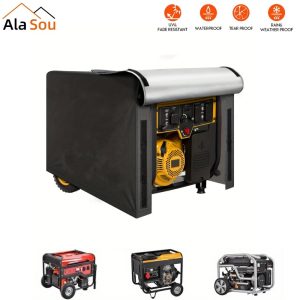 1pc AlaSou Thickened All-Weather Generator Cover, Portable & Durable, Fits 5000-1000 Watt Generators, Waterproof & Team Proof for Outdoor Farm & Yard Protection (Black)