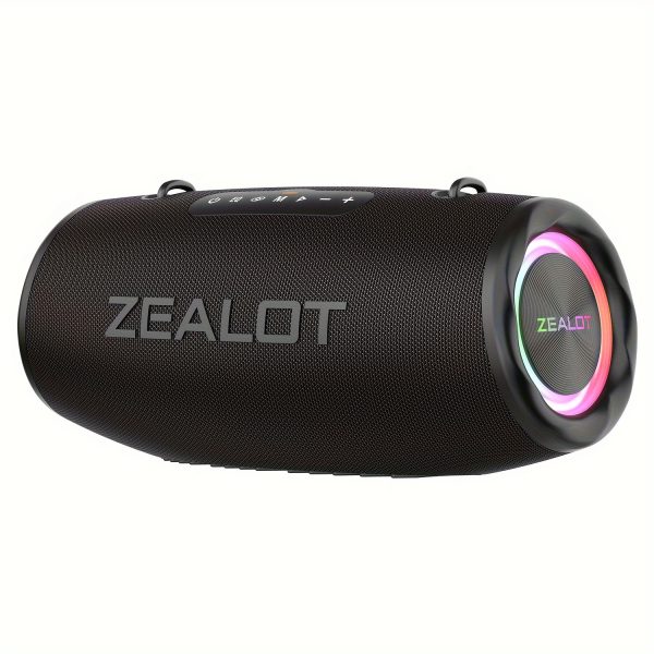 Zealot S87 80W Powerful Outdoor Portable Subwoofer Wireless Speaker, Hifi Sound quality, RGB light,, TWS Dual Pairing, 16000mAh Battery, 24 Hours Playtime Loud Stereo, Booming Bass. Charging Cable, Connect with Mobile Phone/Tablet/TV. for Home, Car, Outdoor, Camping, Partybox.