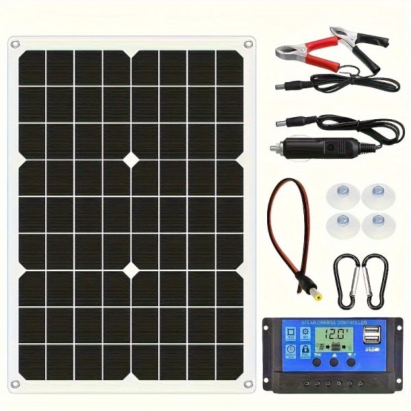 Sunant 1*40W solar panel, flexible monocrystalline solar charger, with 60A controller, support USB, DC line charging, suitable for camping, hunting, picnic and other outdoor environments, multiplier for mobile phones and RVs.