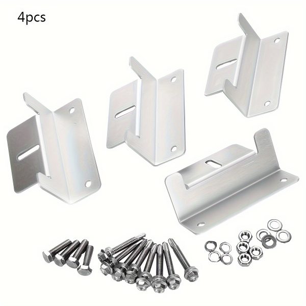 Solar Panel Mounting Z Brackets Set – 4pcs Aluminum Z-Style Solar Panel Support Brackets with Wrench and Hardware for PV Module Installation, No Battery Required – Solar & Wind Power Accessory Kit