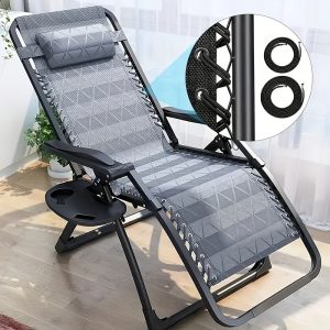 4pcs Zero Gravity Chair Replacement Rope, Black Repair Rope Zero Gravity Chair Elastic Lounger Replacement Shoelace Rope Kit, Bungee Beach Chair