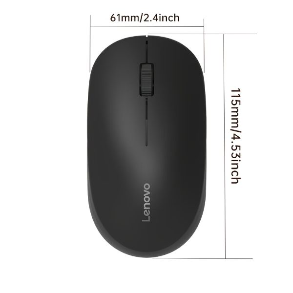 Lenovo M100 Wireless Mouse, 2.4GHz Optical Tracking, Ergonomic Grip, Long-Lasting Battery, Lightweight Design, Compatible with Windows 10, Non-Rechargeable AA Battery Powered, Plastic Material