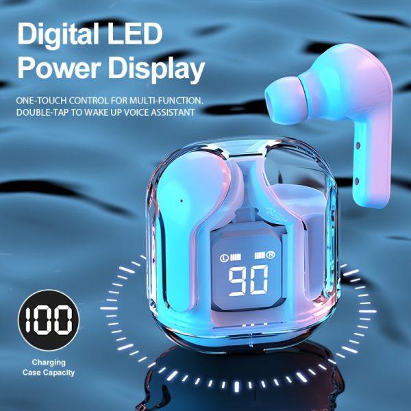 New TWS Compact Transparent Stereo Wireless Headphones, Sports Headphones, Touch LED Display Headphones, 8D Sound Quality, HIFI Sound Effects, Compatible with All Smartphones, Can Be Used for Gaming, Music, Outdoor Sports/Business Headphones