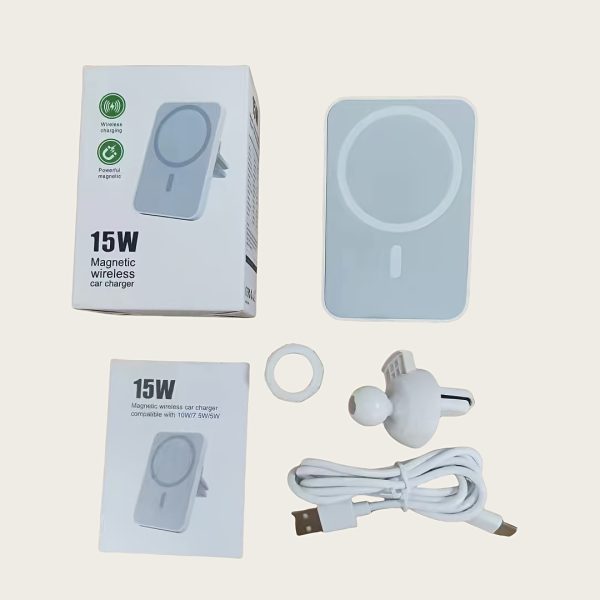 15W Magnetic Car Support Mount Wireless Charger, for iPhone 16/15/14/13/12/11/8 Series, for Galaxy S24 /S23 /S22 Ultra, and other mobile phones that support wireless charging, wireless charging station, non-battery, convenient, beautiful, simple.