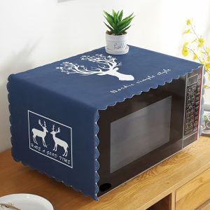 Polyester Microwave Dust Cover, Breathable Oven Dustcloth with Tree Design, Home Kitchen Appliance Protection, Easy Clean, Fits Most Microwaves