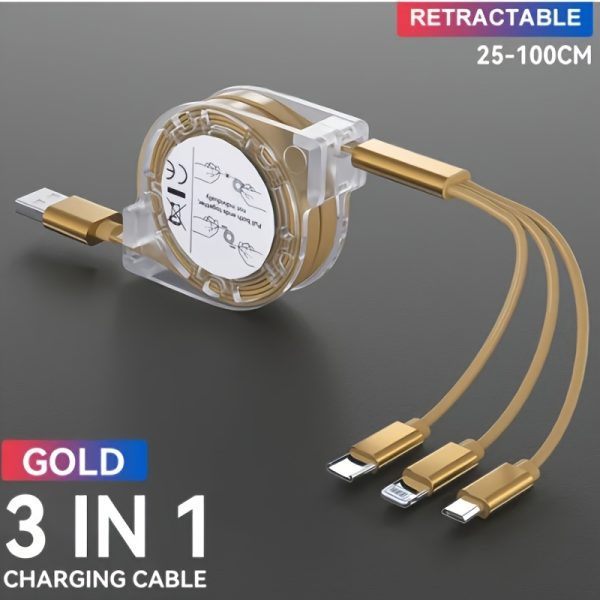 3in 1 Suitable for iPhone TYPE-C Micro b telescopic one to three mobile charging cable charging cable