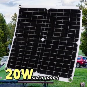 20W/40W Flexible Solar Panel with/Without Controller, 12V/5V for Outdoor Camping, Hiking, RV, Car, Boat Battery Charging, Mobile Power and Phone Charging - Magnetic Material, Solar Charging, Detachable