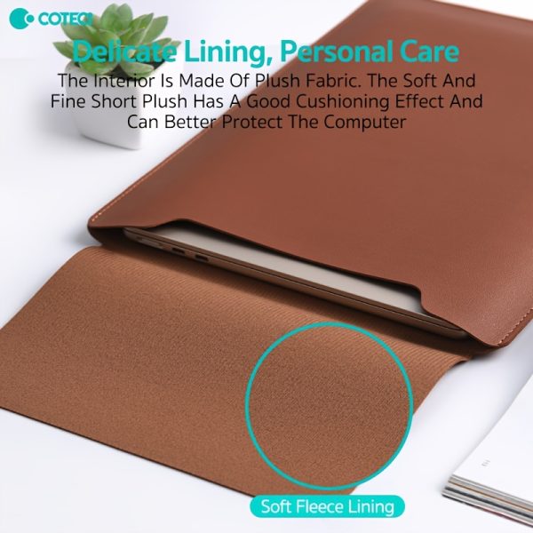 4-Color Synthetic Leather Laptop Sleeve - Stylish Protective Case for 33.02/35.56/38.1/40.64 cm Laptops, Light Brown/Grey/Blue/Black, TSA-Friendly Design, Durable and Convenient Liner Bag, Laptop Bag