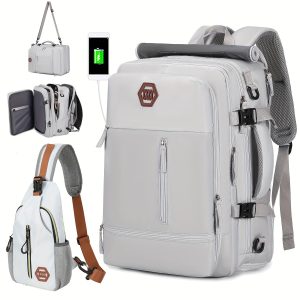 Spacious Backpack, Travel Laptop Backpack, Portable Backpack, Durable Backpack With Shoe Compartment And USB Port, Waterproof College School Computer Bag, Unisex 17-inch Business Gift Backpack