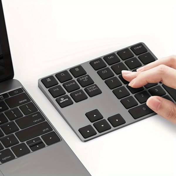 1pc Wireless 34-Key Numeric Keyboard, USB-C Rechargeable with Smart Recognition System, Compatible with MAC OS Computers, Windows 10 Operating System, No Charger Included, Wireless Keyboard
