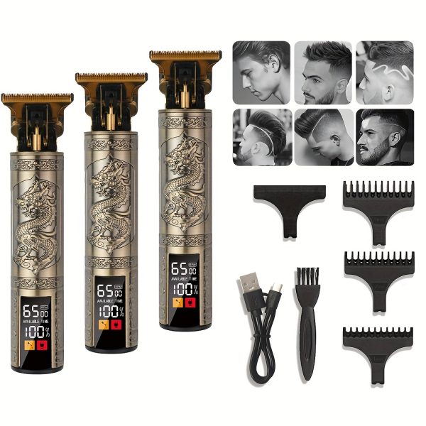 Rechargeable Professional Hair Clipper T-shaped Blade Hair Salon Special Electric Pusher USB Charging Universal Household Cordless Hair Cutting Tool Beard Shaver Engraving Trimmer