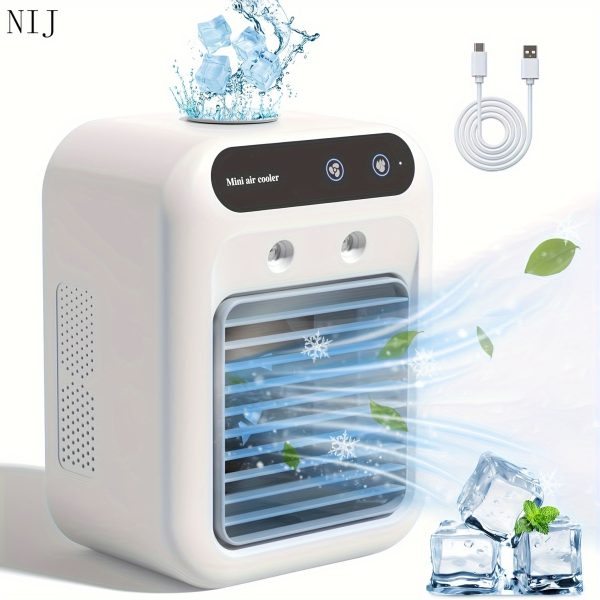 Portable USB Desk Fan Air Cooler, Mini Personal Cooling Device with Rechargeable 1800mAh Lithium Battery, Low Voltage Operation, Ideal for Dormitory & Office Use