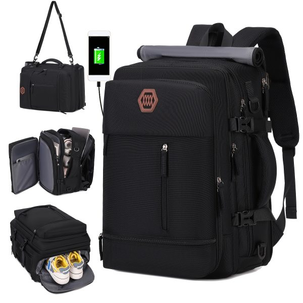 Travel Laptop Backpack, Carry-on Backpack, Sturdy 17 Inch Laptop Bag With Usb Port, College Day Bag, Men's Women's Backpack With Shoe Compartment