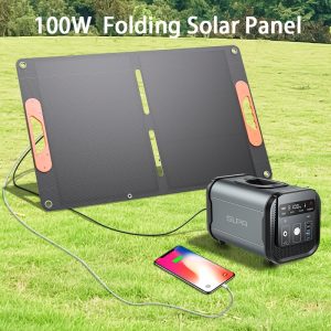 100W Portable Solar Panel with USB Ports - High-Efficiency Monocrystalline HPBC Solar Charger for Outdoor Camping, Hiking, and Travel - No Battery Needed, Outdoor Power Station | Compact Solar Panel | Durable Build Quality, Solar Panel Battery
